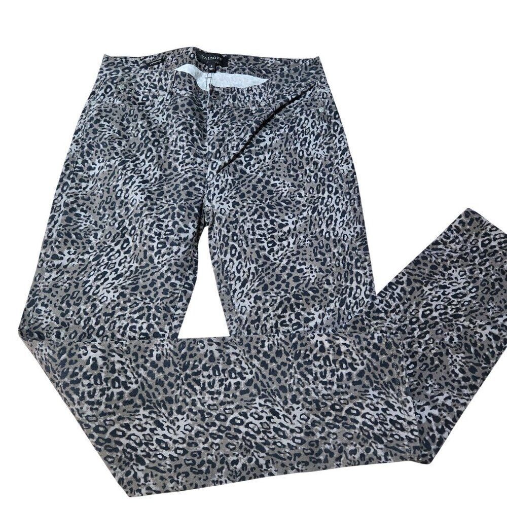 Talbots Signature Leopard Print Slim Pants Womens Size 2 Cotton Blend